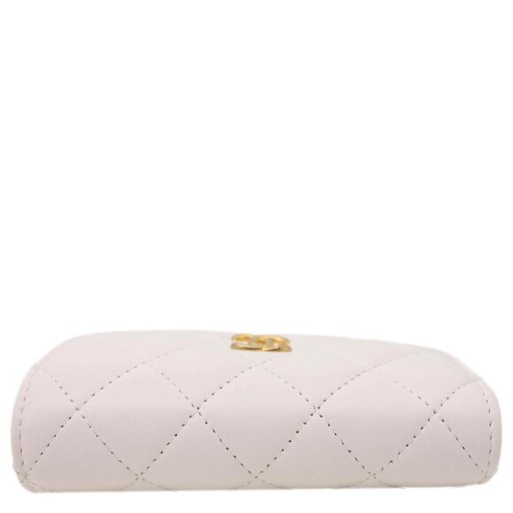 Chanel  Pearl Crush Flap Quilted Lambskin Leather Clutch With Chain White - Picture 6 of 13